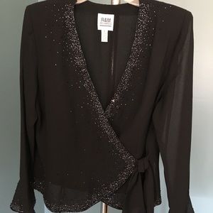 Evening wear pant suit with flare legs seed beads